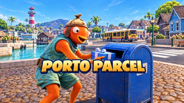 Porto Parcel: a gift, a blue mailbox and a sunny town square